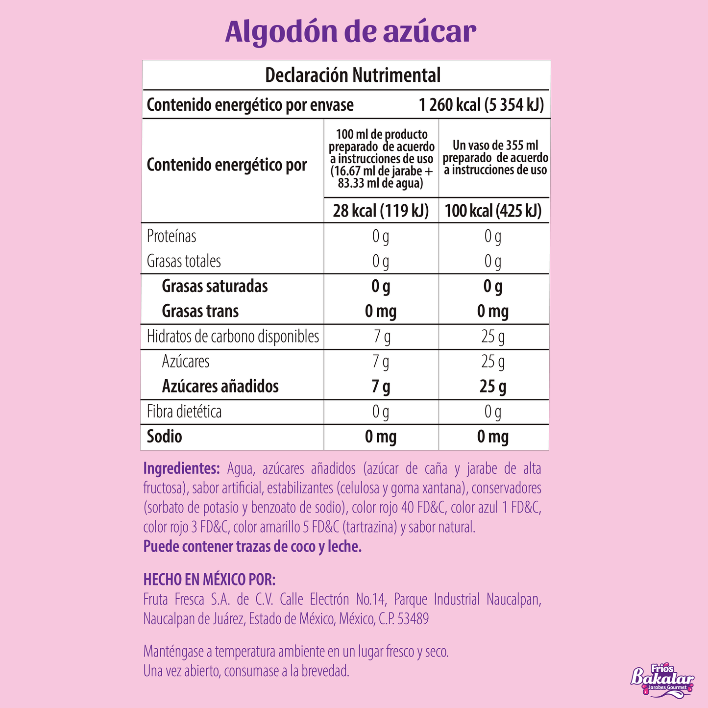 Algodón de azúcar 750 ml