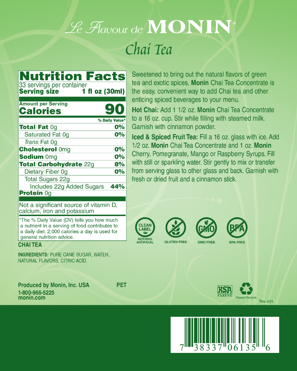 Concentrado de Té Chai 750 ml