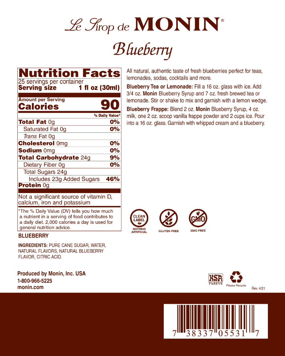 Saborizante de Mora Azul 750 ml