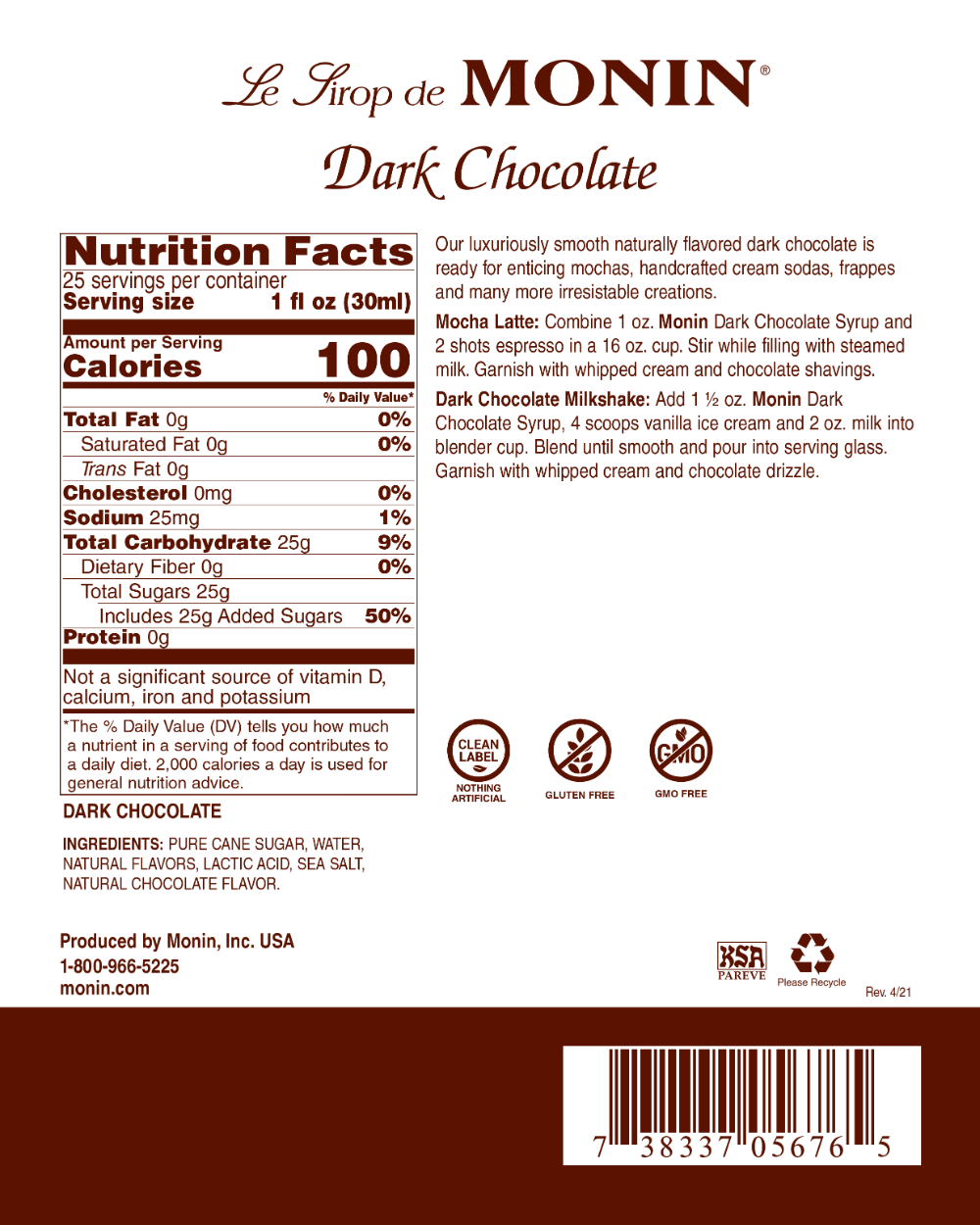 Saborizante de Chocolate Obscuro 750 ml