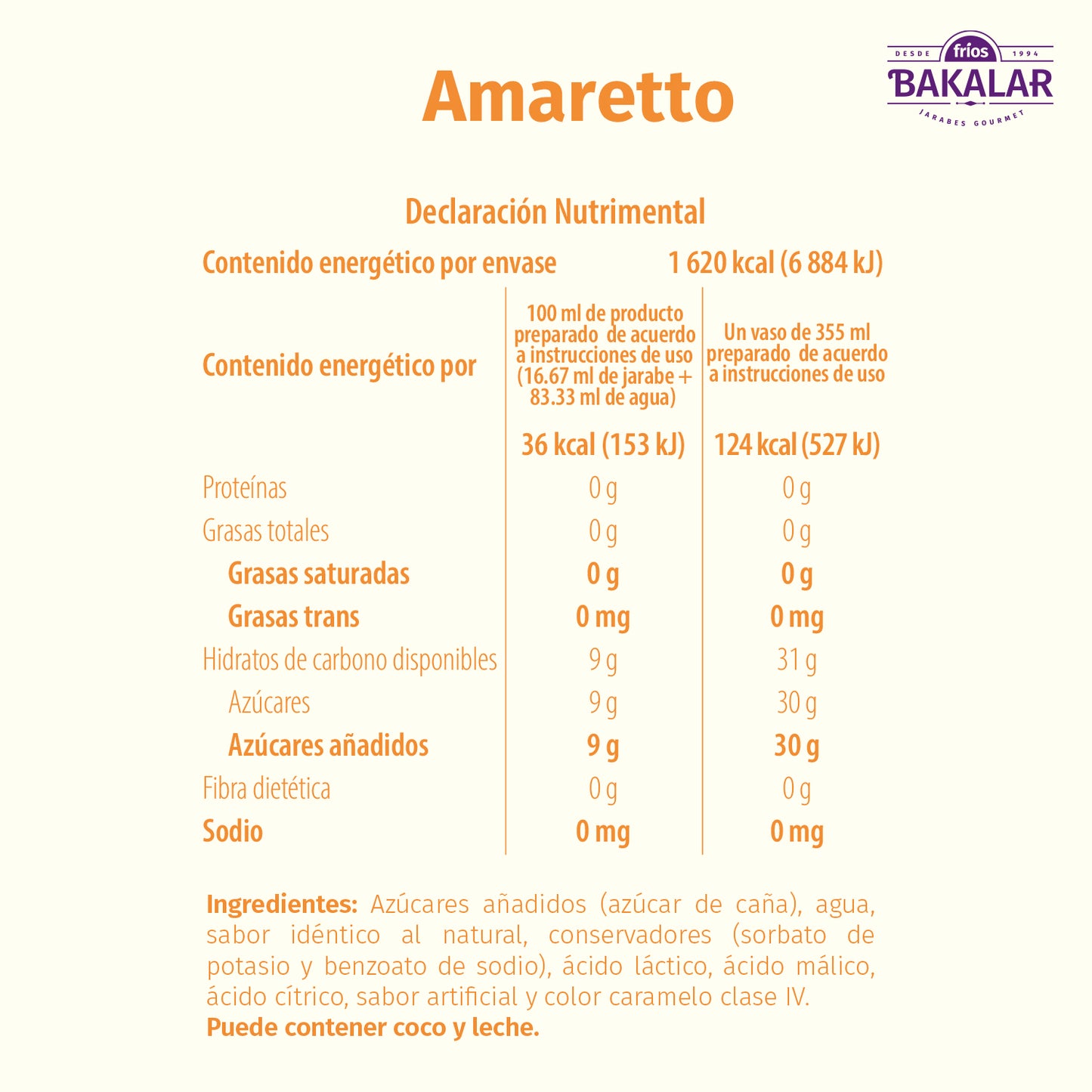 Jarabe de Amaretto 750 ml