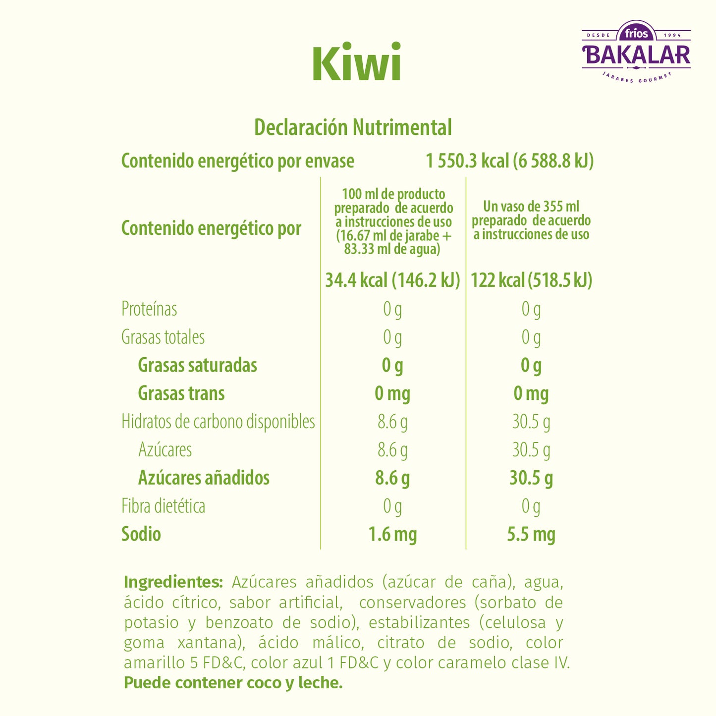 Jarabe Kiwi 750 ml