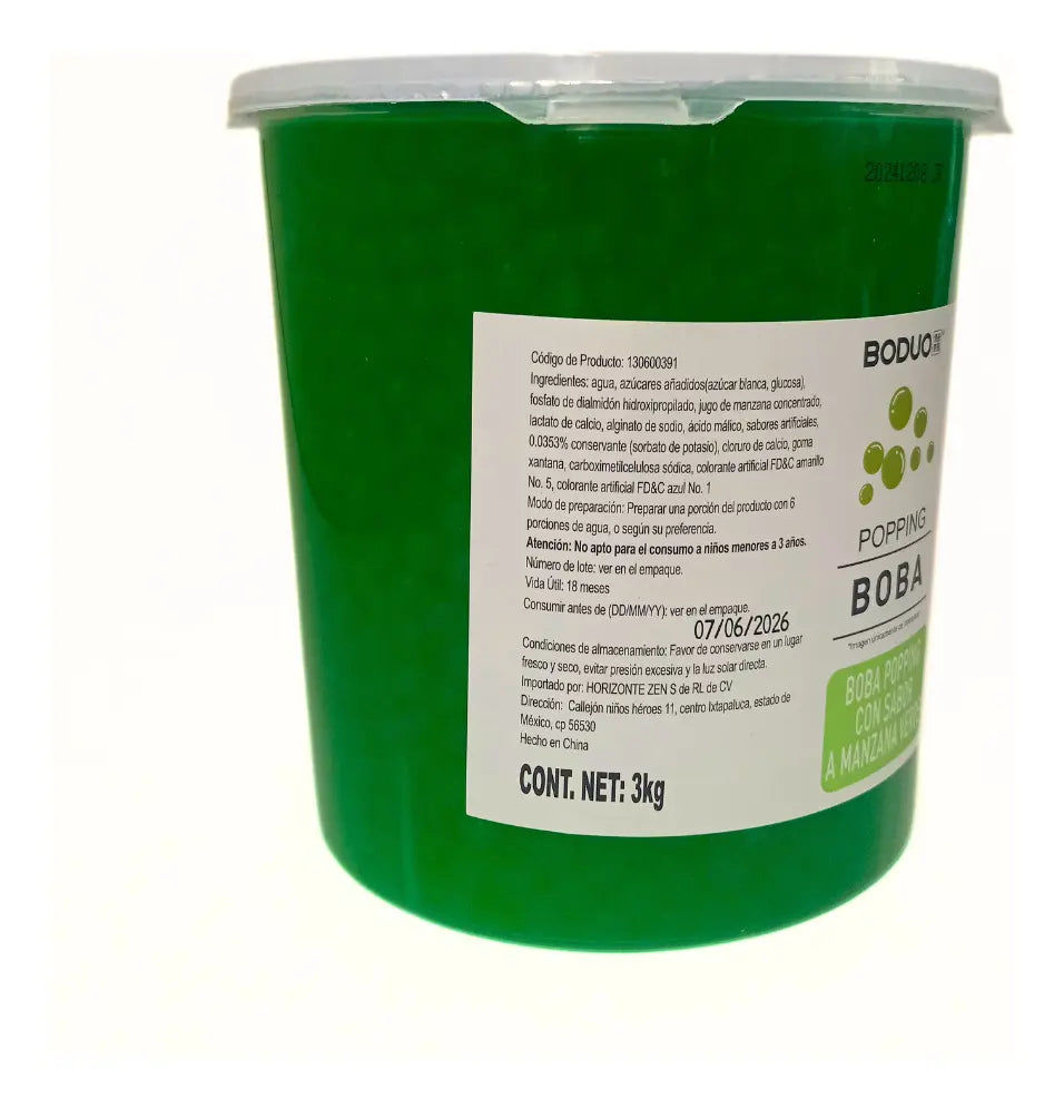 Popping Boba Perlas Explosivas Boduo Manzana Verde 3kgs