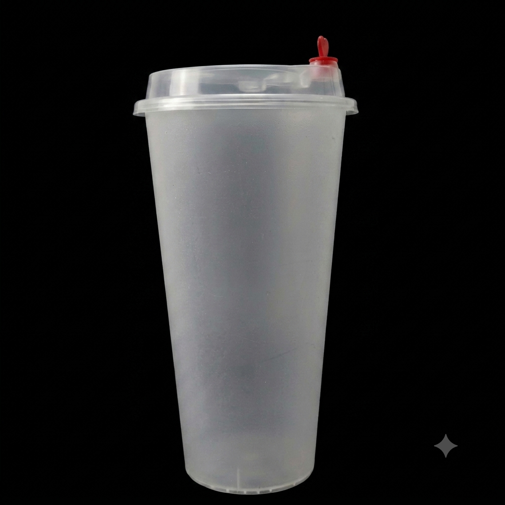 Vaso Plástico 700ml Matte con Tapa plana Transparente y Charm de corazón paq 50 pzs