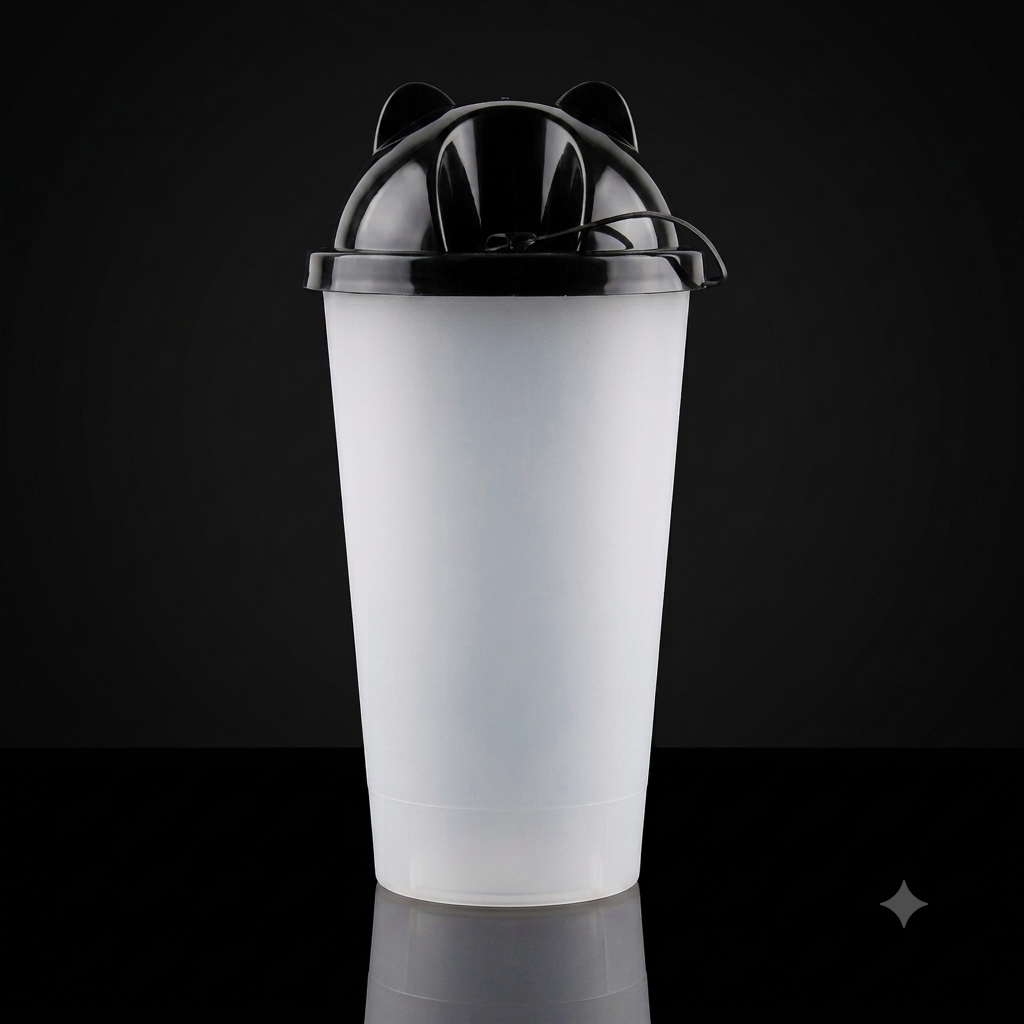 Vaso Plástico Matte 500 ml Tapa de Gato Negra 50 pzs
