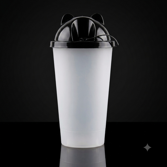 Vaso Plástico Matte 500 ml Tapa de Gato Negra 50 pzs