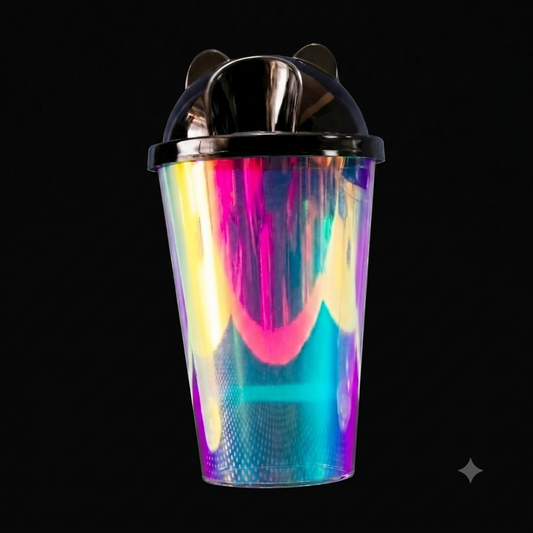 Vaso Plástico Tornasol 500 ml Tapa de Gato Negra 50 pzs